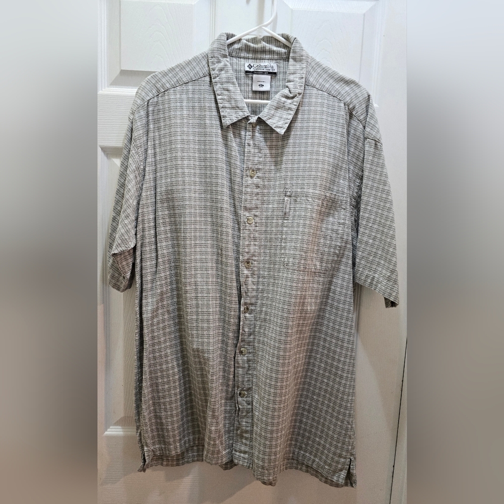 Columbia Men's Casual Gray Checkered Shirt Xxl